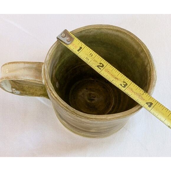 Handmade Studio Art Green Glazed Pottery Mug Signed - Picture 8 of 8